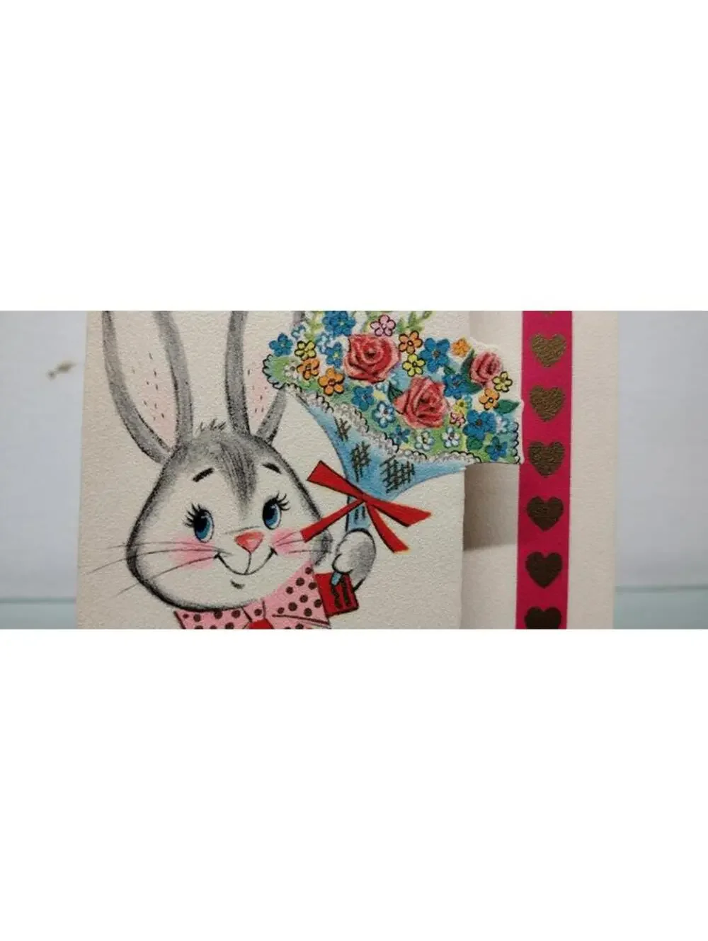 Valentines Day Card HERE AM SAYIN'... HI Bunny Valentine Rust Craft VINTAGE 60s